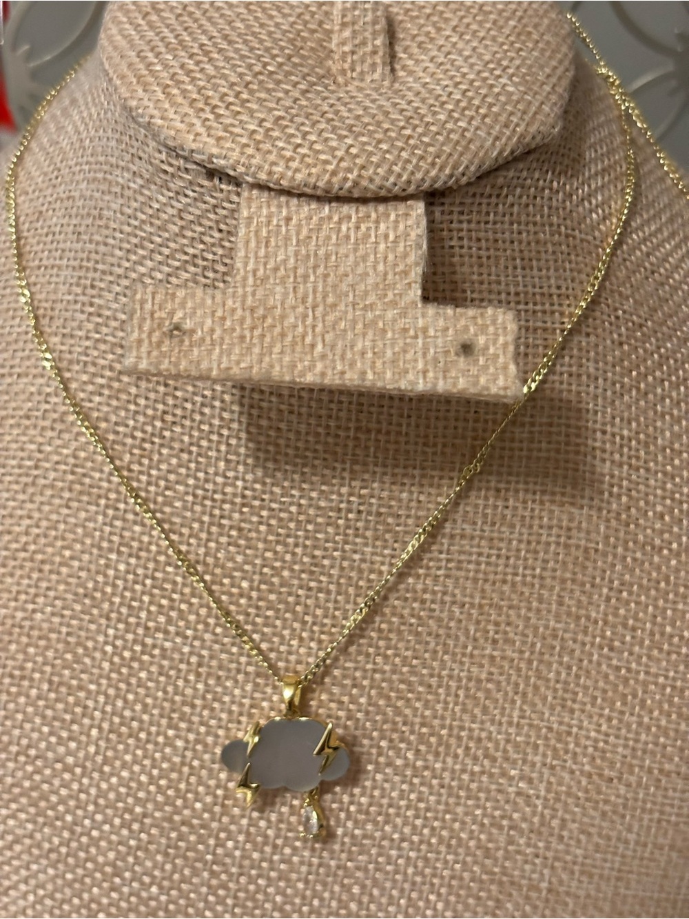 Gold Necklace with Gray Cloud Pendant - Women's Jewelry